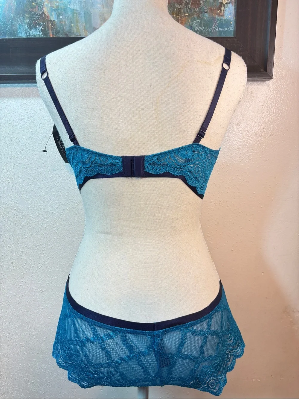 Teal Lace Underwire Bra & Lace Briefs - Supportive Women's Intimates